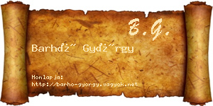 Barhó György névjegykártya